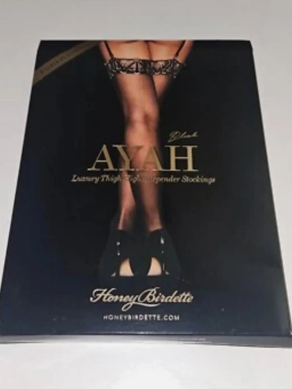 Honey Birdette Ayah Luxury Thigh High Suspender Stockings size M or L New